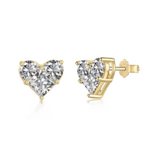 Load image into Gallery viewer, Heart Diamond CZ Earrings