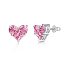 Load image into Gallery viewer, Heart Diamond CZ Earrings