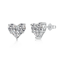 Load image into Gallery viewer, Heart Diamond CZ Earrings