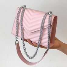 Load image into Gallery viewer, Mini Chevron Chain Flap Square Bag