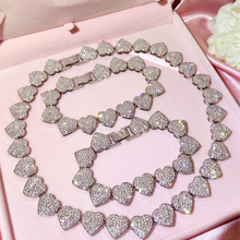 Load image into Gallery viewer, Sliver Cute Heart Pave Necklace
