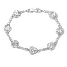 Load image into Gallery viewer, Sliver Heart Tennis Link Chain Bracelet or Necklace