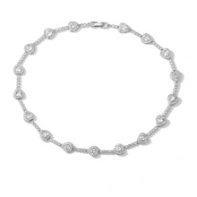 Load image into Gallery viewer, Sliver Heart Tennis Link Chain Bracelet or Necklace