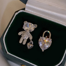 Load image into Gallery viewer, Cute Bear Heart Sliver Earrings