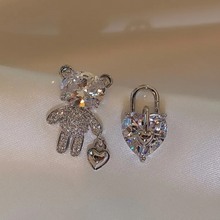 Load image into Gallery viewer, Cute Bear Heart Sliver Earrings