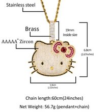 Load image into Gallery viewer, Iced Out Lip Hello Kitty Chain Necklace