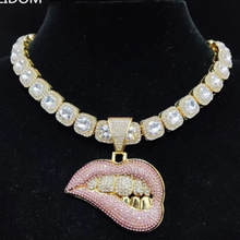 Load image into Gallery viewer, New Cubic Zirconia Iced Out Lipš Grill Necklace