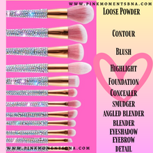 Load image into Gallery viewer, Pink Moments 12pc Bling Brush set with Bag