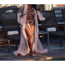 Load image into Gallery viewer, Sexy Long Lace Kimono Robe Sheer