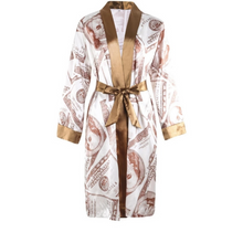 Load image into Gallery viewer, Women's Satin Nightgown Dollars Money Print V-Neck Long Sleeve
