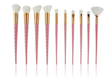 Load image into Gallery viewer, Pink 10pc Unicorn Makeup Brush
