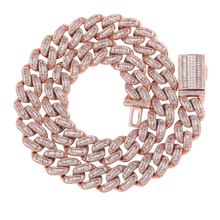 Load image into Gallery viewer, 14mm Baguette Rose Gold Cuban Link Necklace