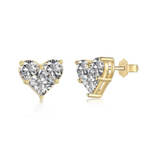 Load image into Gallery viewer, Heart Diamond CZ Earrings
