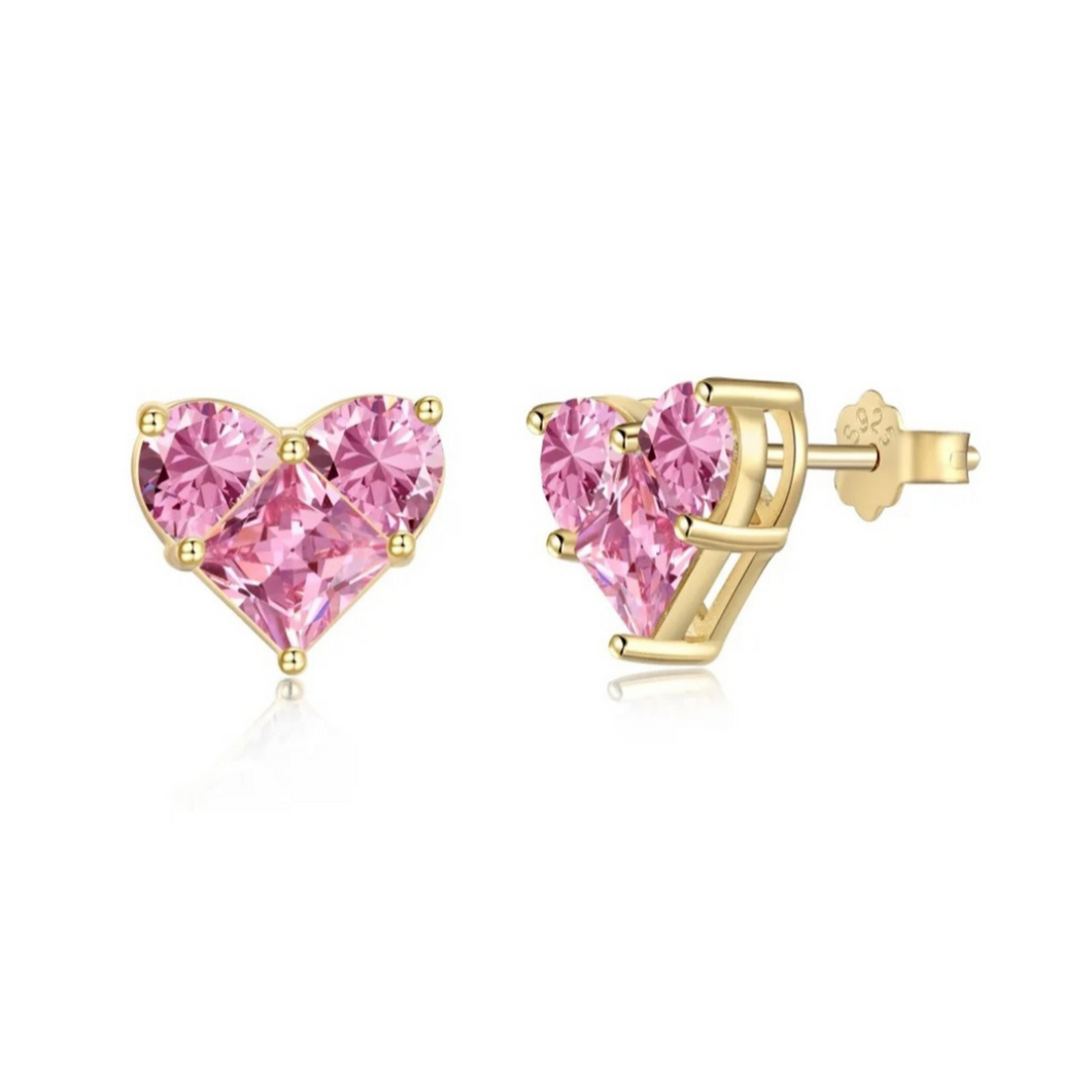 Heart Diamond CZ Earrings