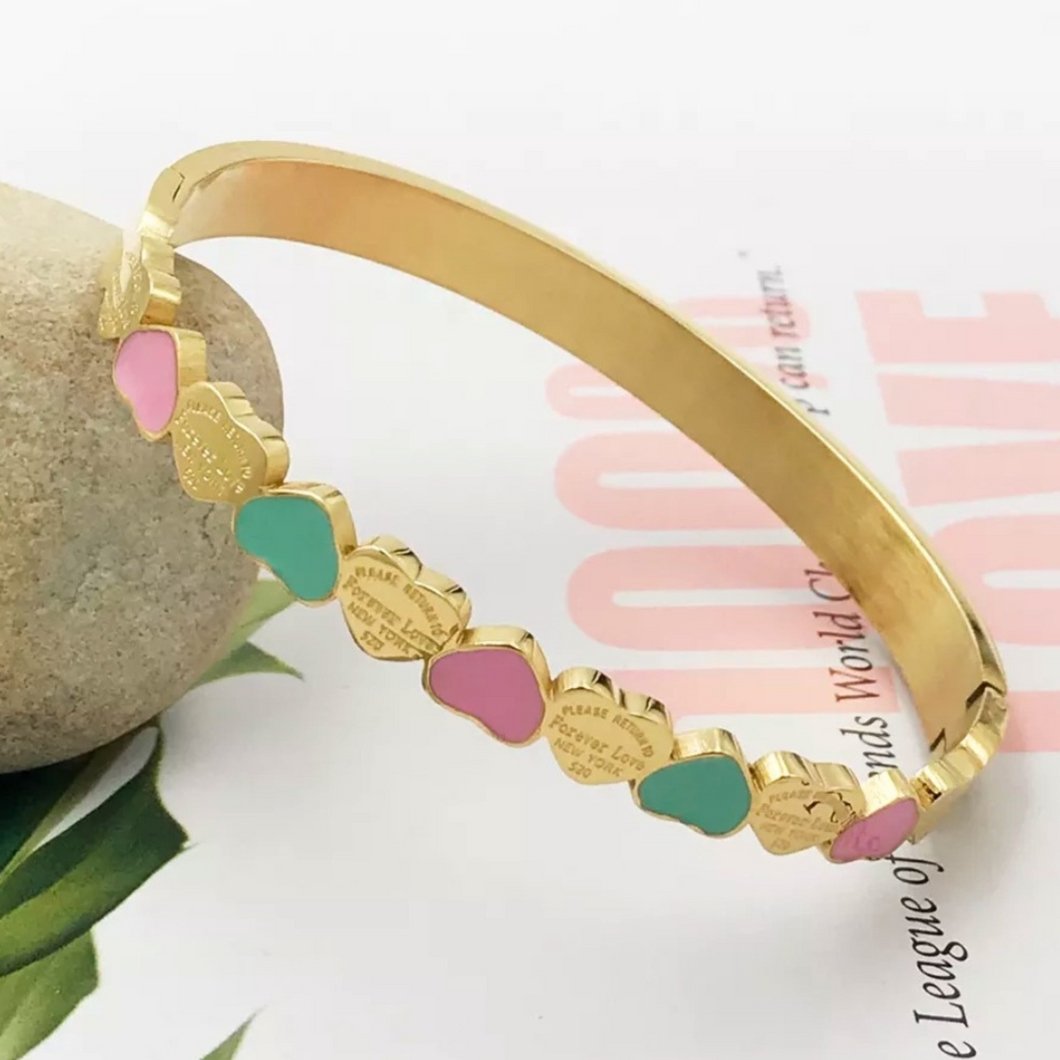 New Sweet Heart Charm Cuff Bangles