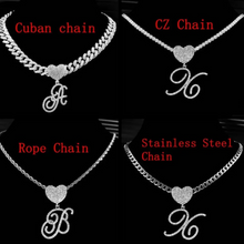 Load image into Gallery viewer, Cubic Zirconia Heart Initial Necklace
