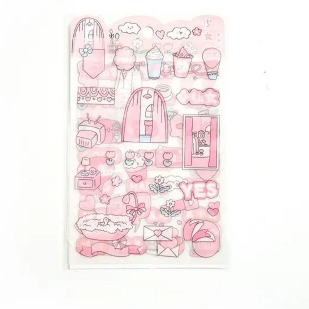 Pink Cute Self Stickers