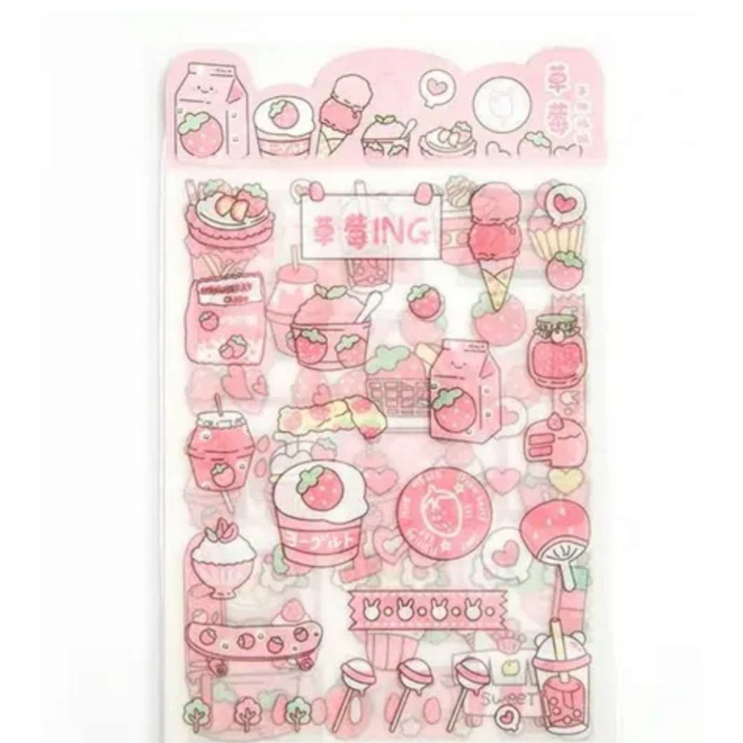 Pink Cute Strawberry Stickers