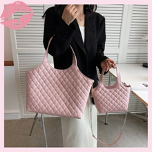 Load image into Gallery viewer, Pink Luxe Diamond Tote Accessories Bag
