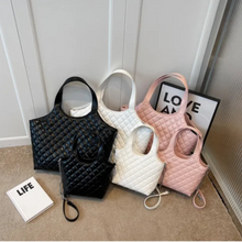 Load image into Gallery viewer, Pink Luxe Diamond Tote Accessories Bag
