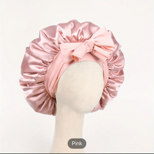 Load image into Gallery viewer, LUXE Pink Satin Bonnet
