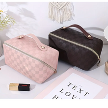 Load image into Gallery viewer, LUXE Checkered Makeup Bag
