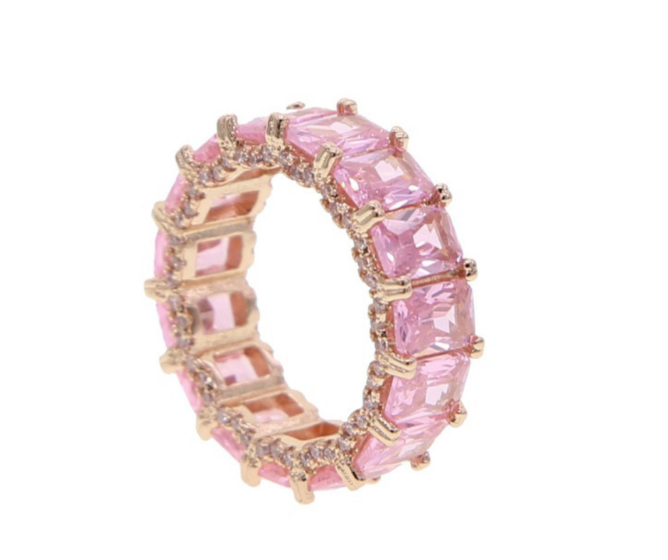 Pink Luxury Iced Out Cubic Zirconia Ring