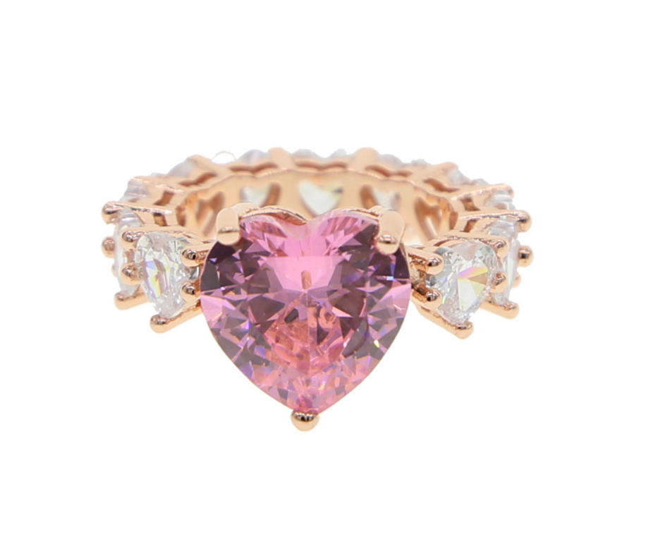 Gorgeous Pink Big Heart Shaped 5A Cubic Zirconia