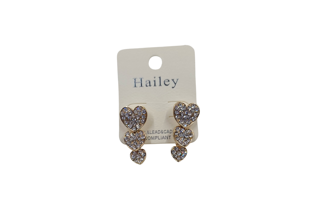 Cute Stone Hanging Heart Earring